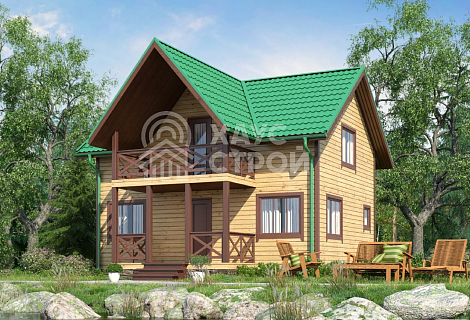 фото Дом из бруса с балконом 8х8 "Грант"