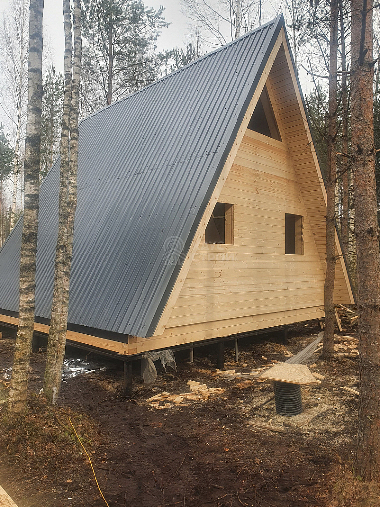 Деревянный дом A-Frame 6х6 м с террасой 3х6, СОСН Бирюлинская - Фото 9