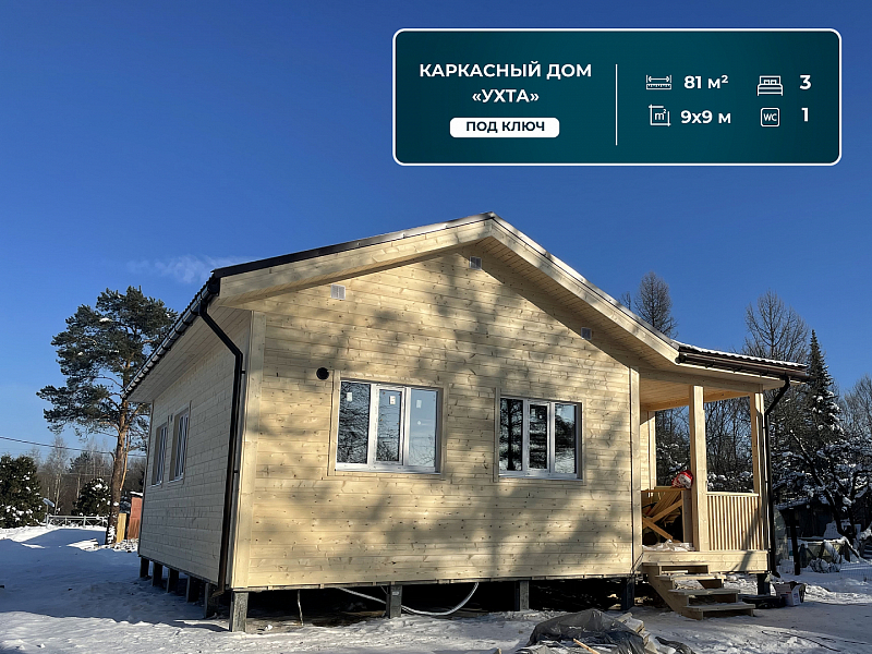 Каркасный коттедж 9х9 в Ленинградской области - Фото 0