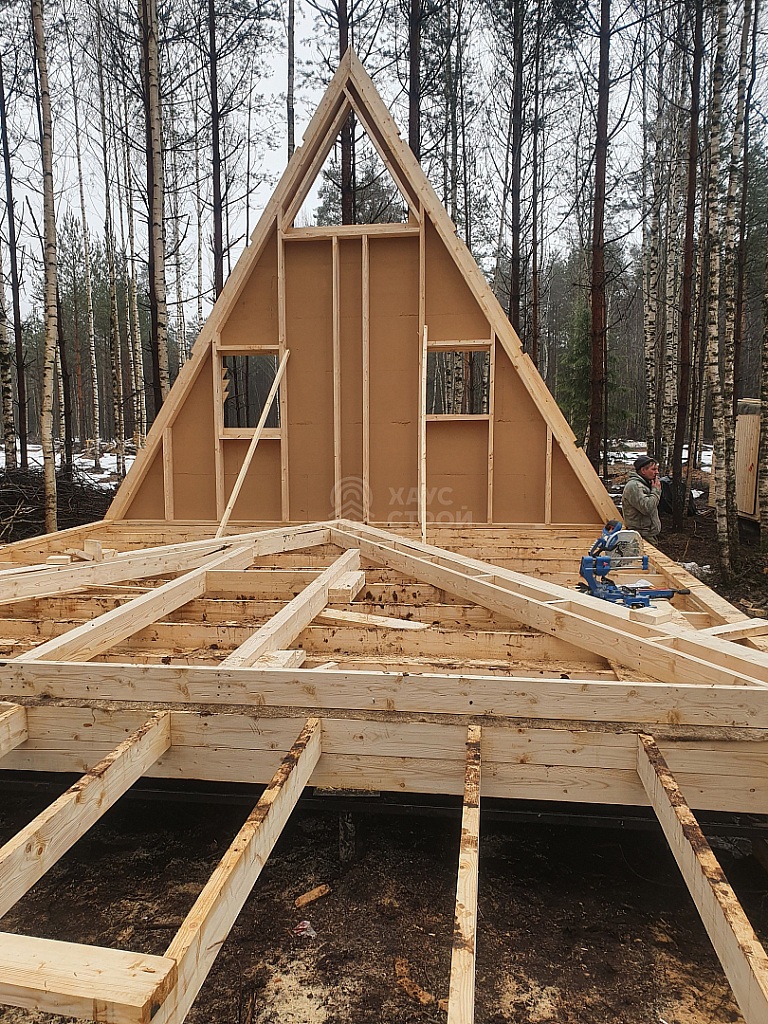 Деревянный дом A-Frame 6х6 м с террасой 3х6, СОСН Бирюлинская - Фото 6