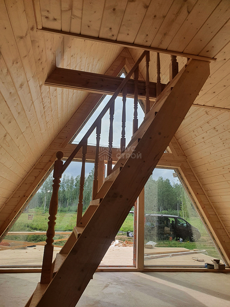 Деревянный дом A-Frame Борн 6х9 с террасой, Коприно - Фото 13